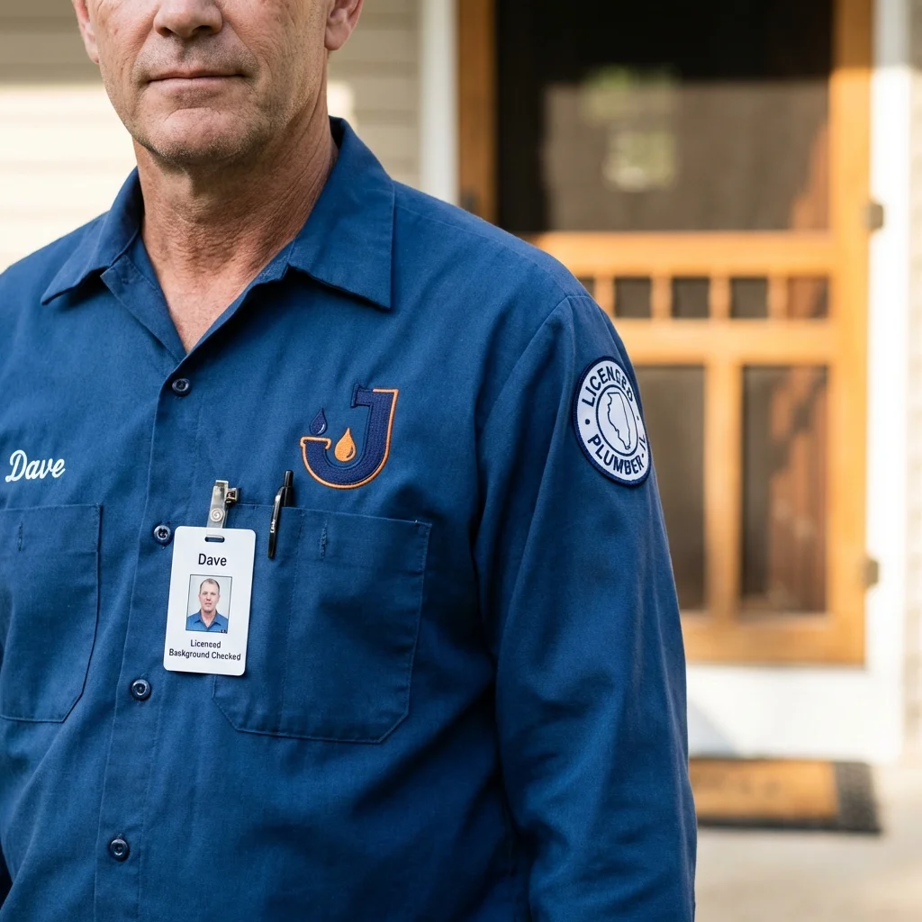 Licensed plumber showing ID badge in Bowling Green, FL