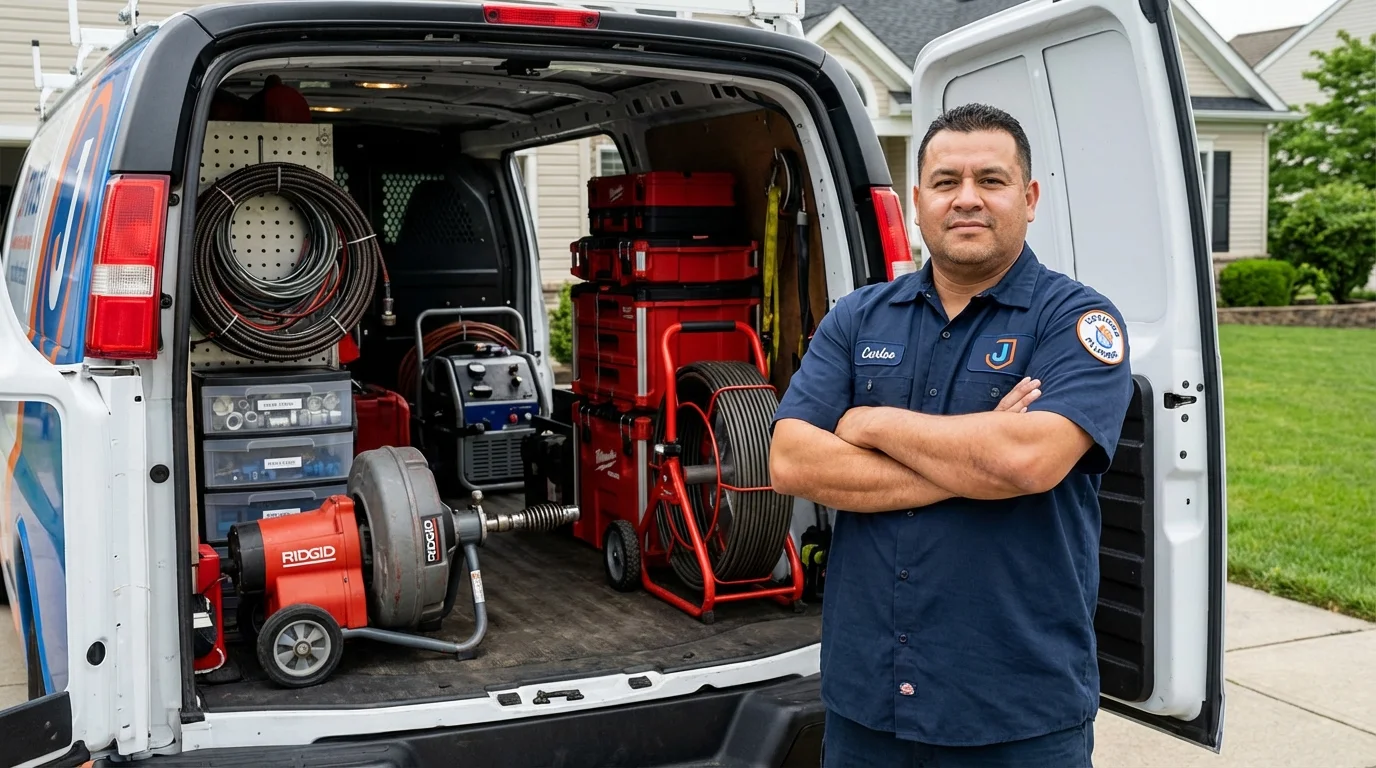 Professional drain cleaning equipment and Johns Plumbing LLC plumber in Bowling Green
