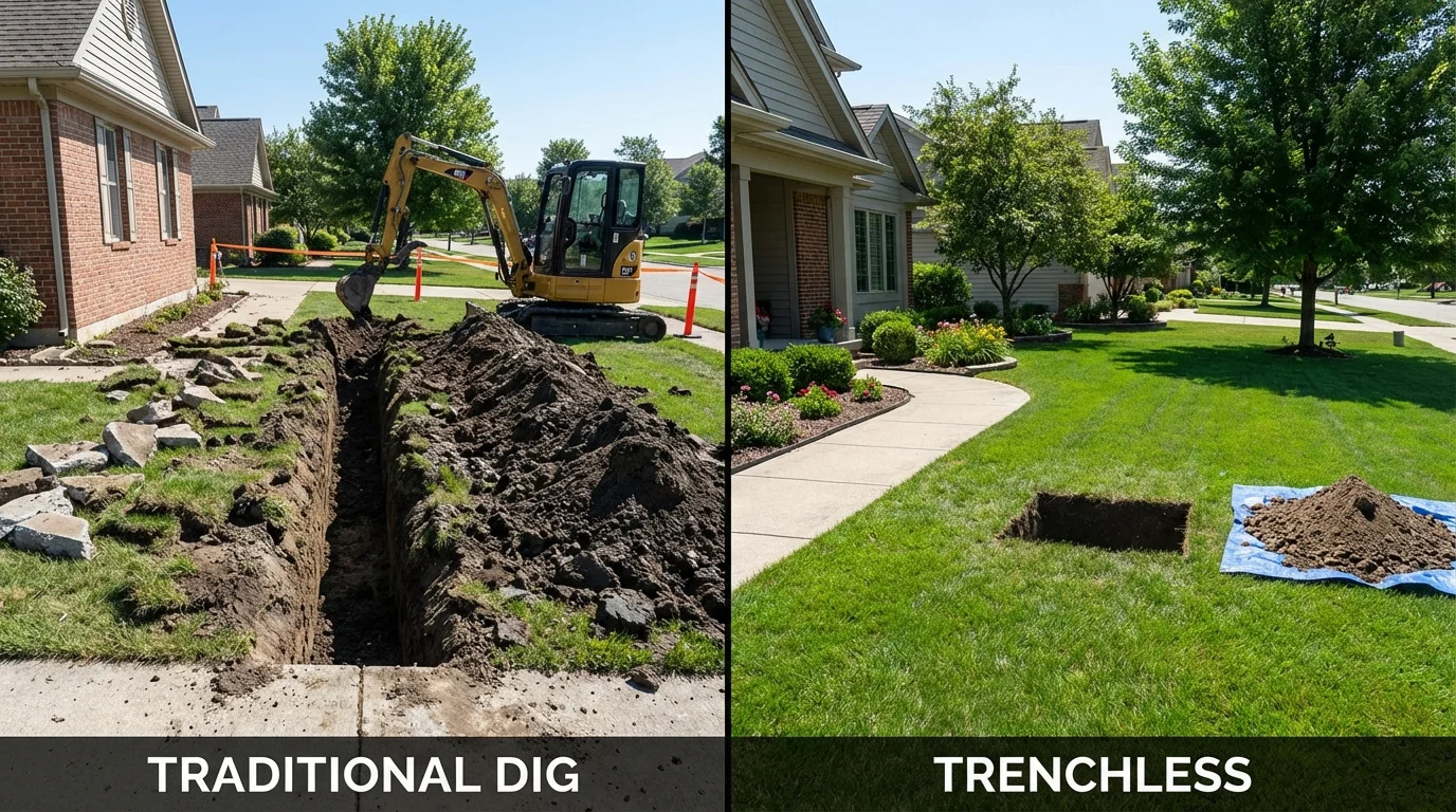 Trenchless sewer repair with minimal yard damage versus traditional excavation in Bowling Green, FL